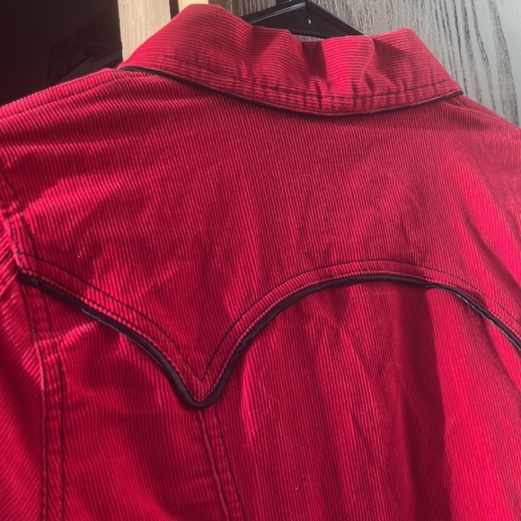 Red corduroy long sleeve top - Picture 5 of 6
